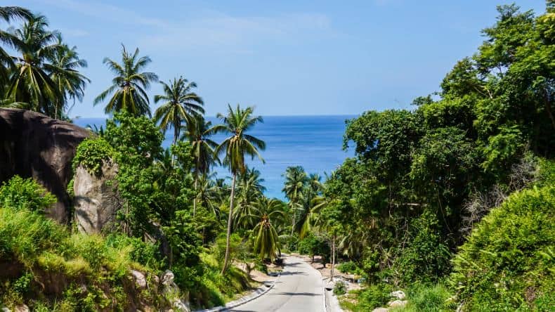 Landstrasse auf Koh Tao, Thailand