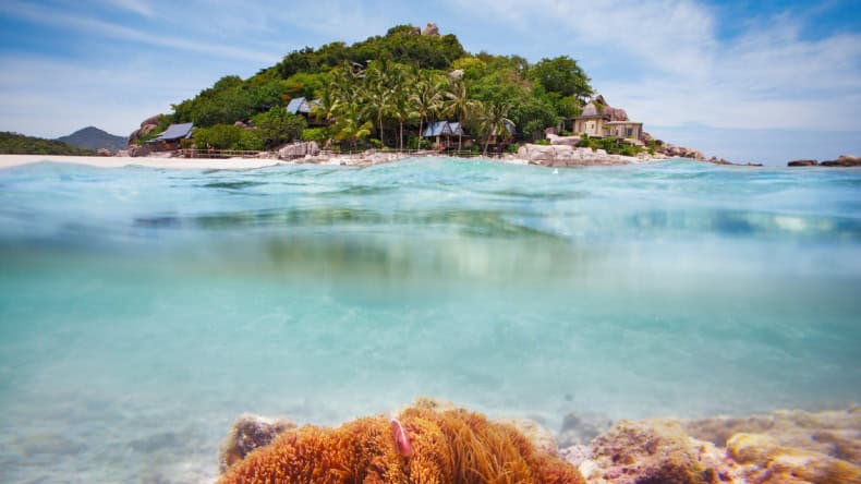 Insel Koh Tao, Land- und Unterwasserperspektive, Thailand