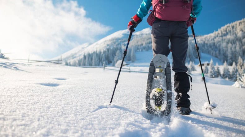 Schneeschuhwanderer, Winterlandschaft