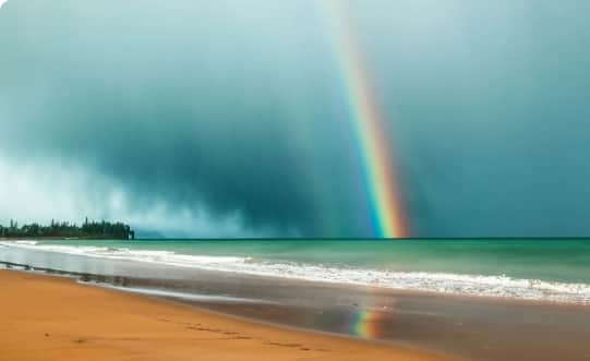 Regen strand regenbogen
